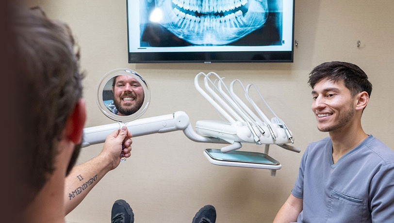 patient receiving dental care at Universal Dentistry in North Wales, PA